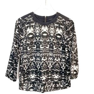 J Crew Blurred Ikat Long-Sleeved Top Size 0